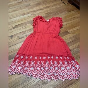 Red Embroidered Dress